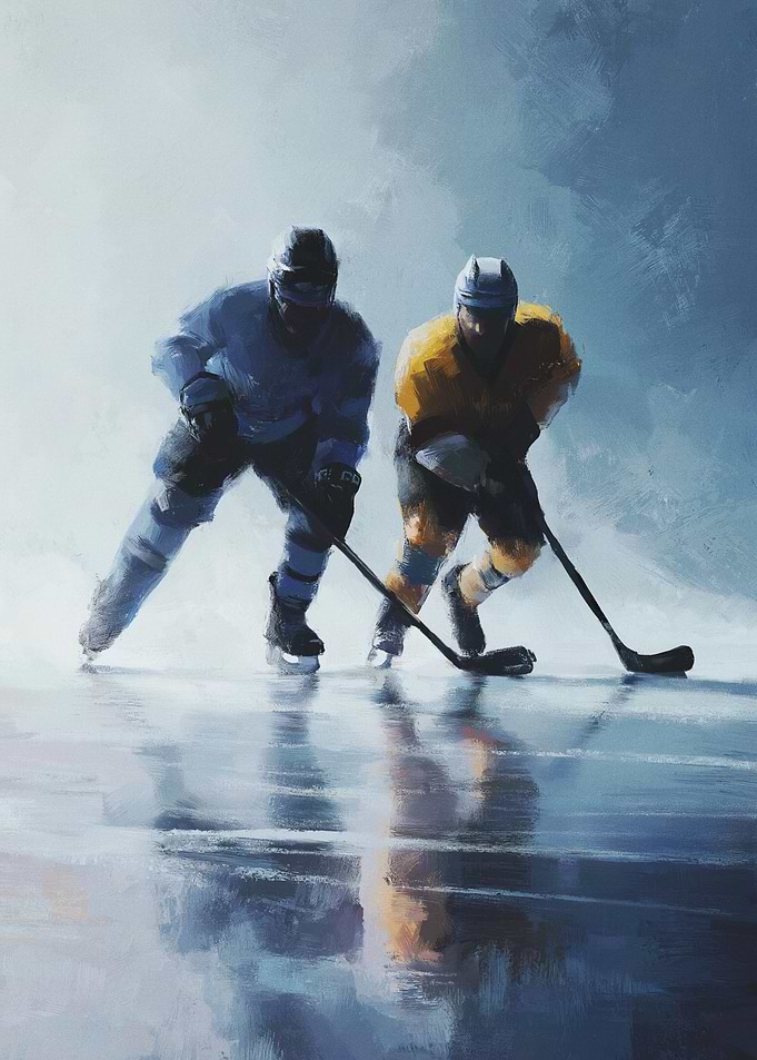 Hockey Players in Action Painting
