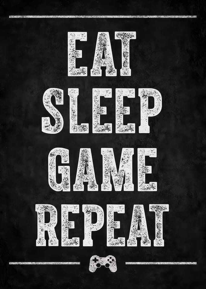 Eat Sleep Game Repeat Chalkboard Art