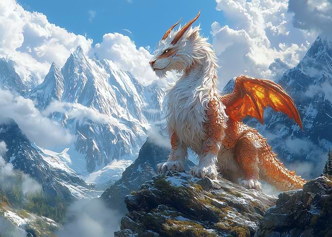 Dragon in Mountain Landscape