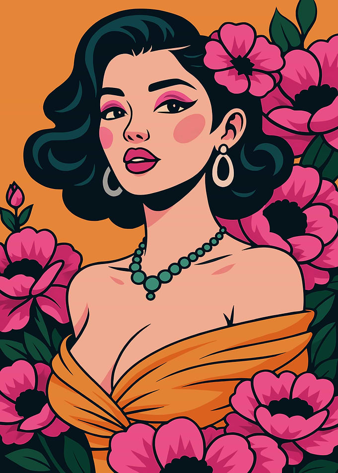 Asian Woman with Flowers