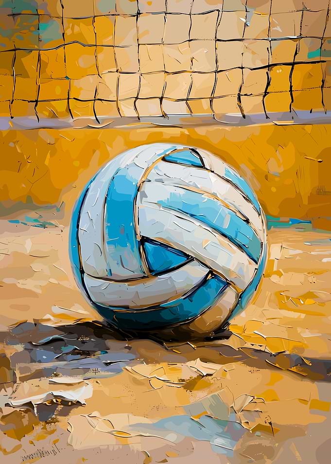 Volleyball on the beach painting