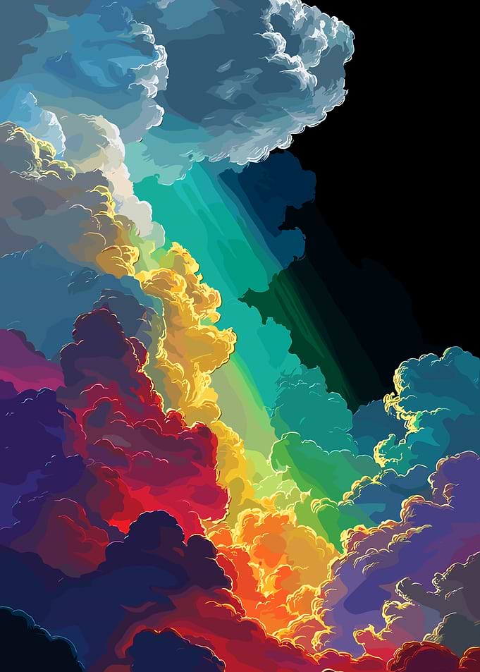 Colorful Clouds with Rainbow Light