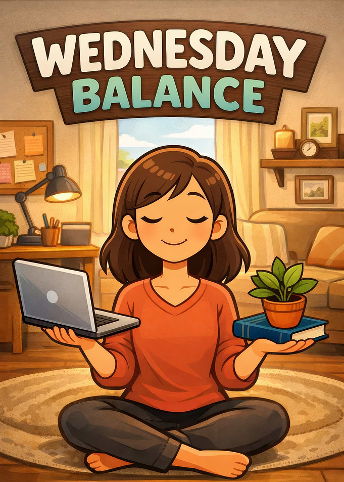 Wednesday Balance Cartoon Illustration