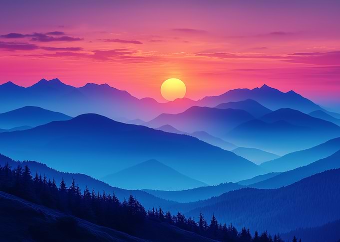Mountain range at sunset