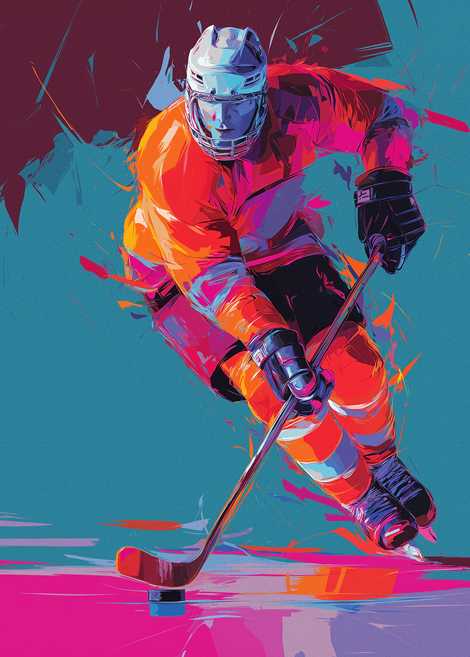 Hockey Player Action Art