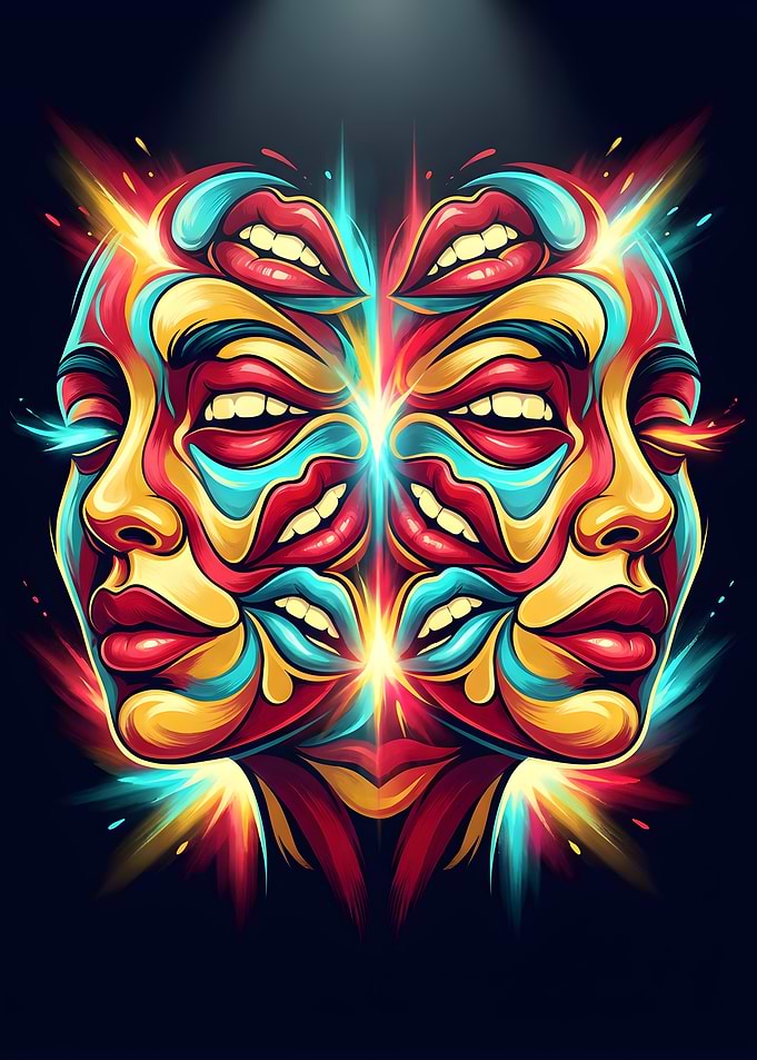 Colorful Abstract Face with Lips