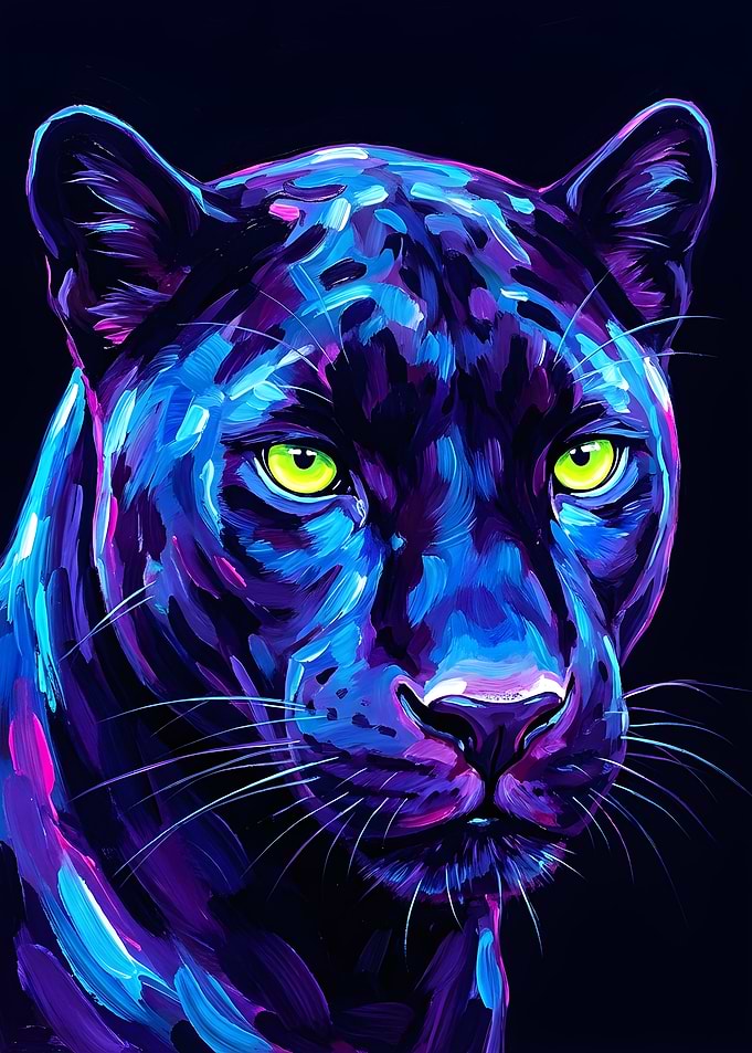 Colorful Panther Portrait