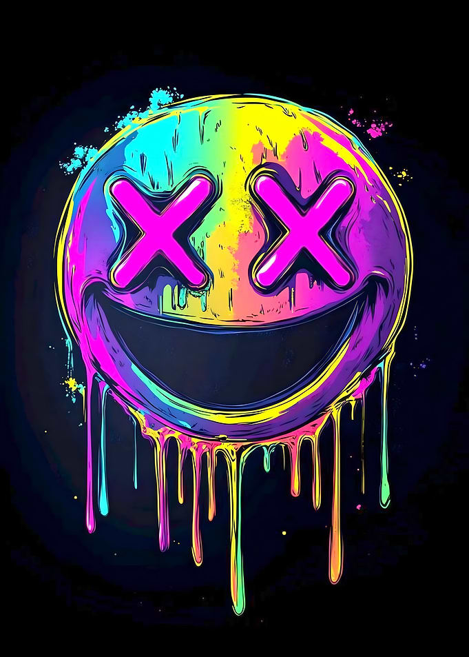 Neon Dripping Smiley Face