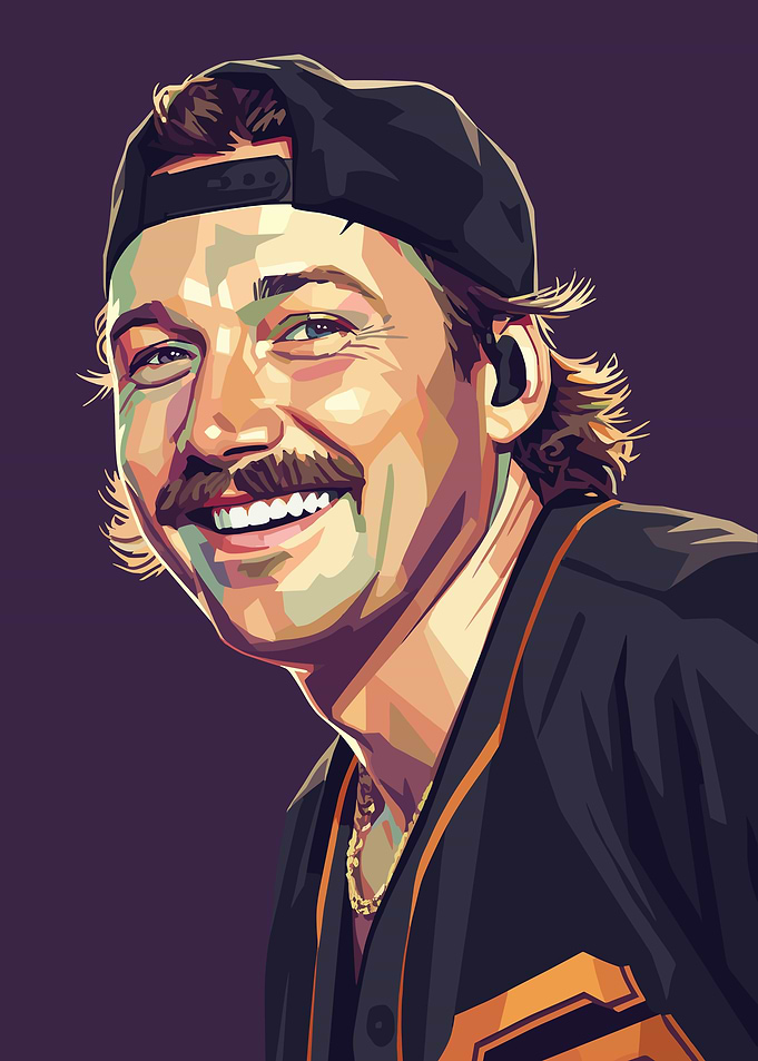 Smiling Baseball Player Pop Art Portrait
