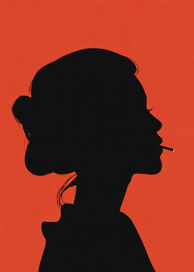 Silhouette of Woman Smoking