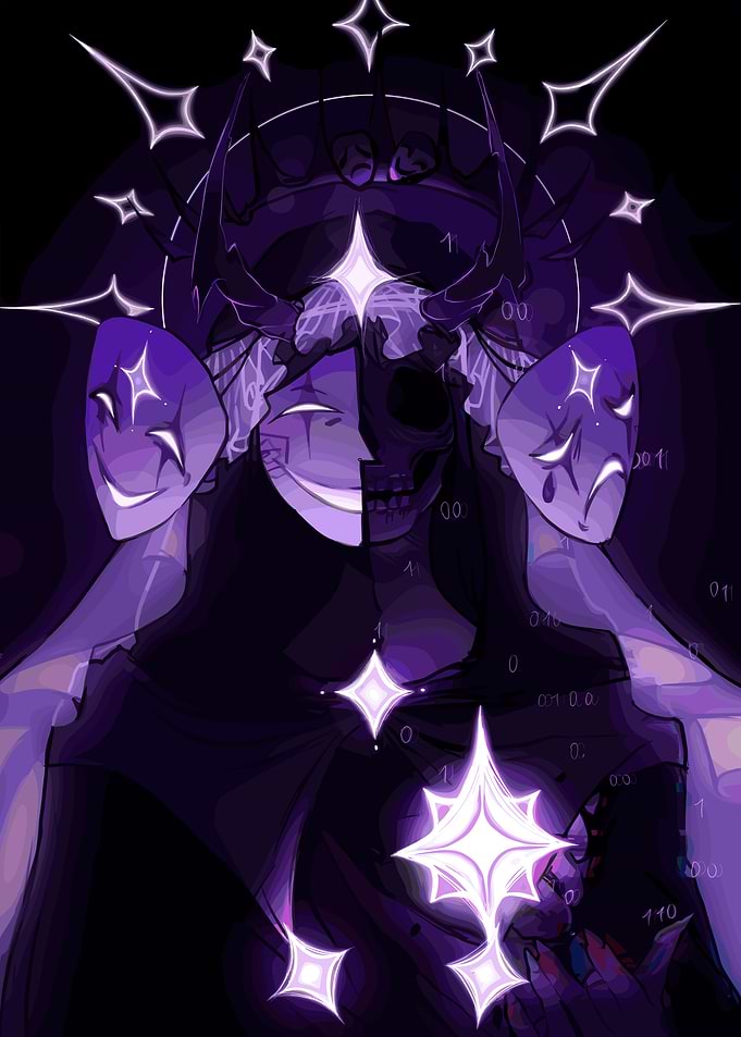 Purple Masked Figure with Crown
