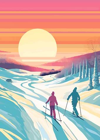 Skiing at Sunset