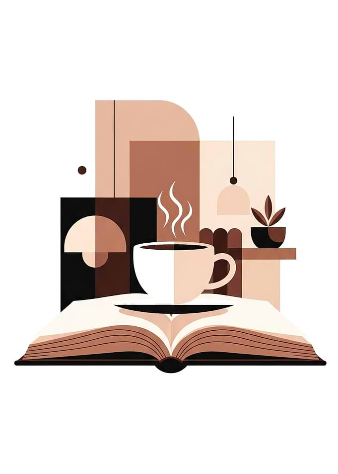 Coffee, Book, and Minimalist Interior