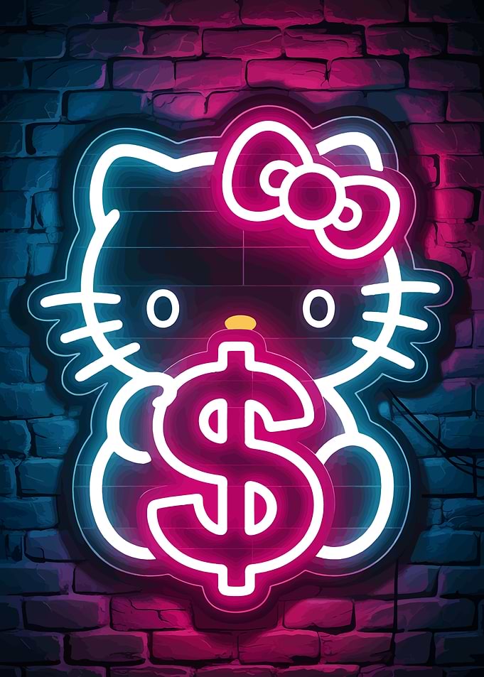 Hello Kitty Neon Dollar Sign