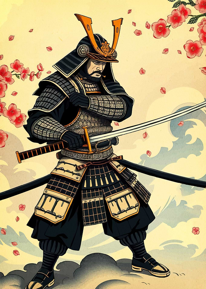 Samurai Warrior with Sword and Armor