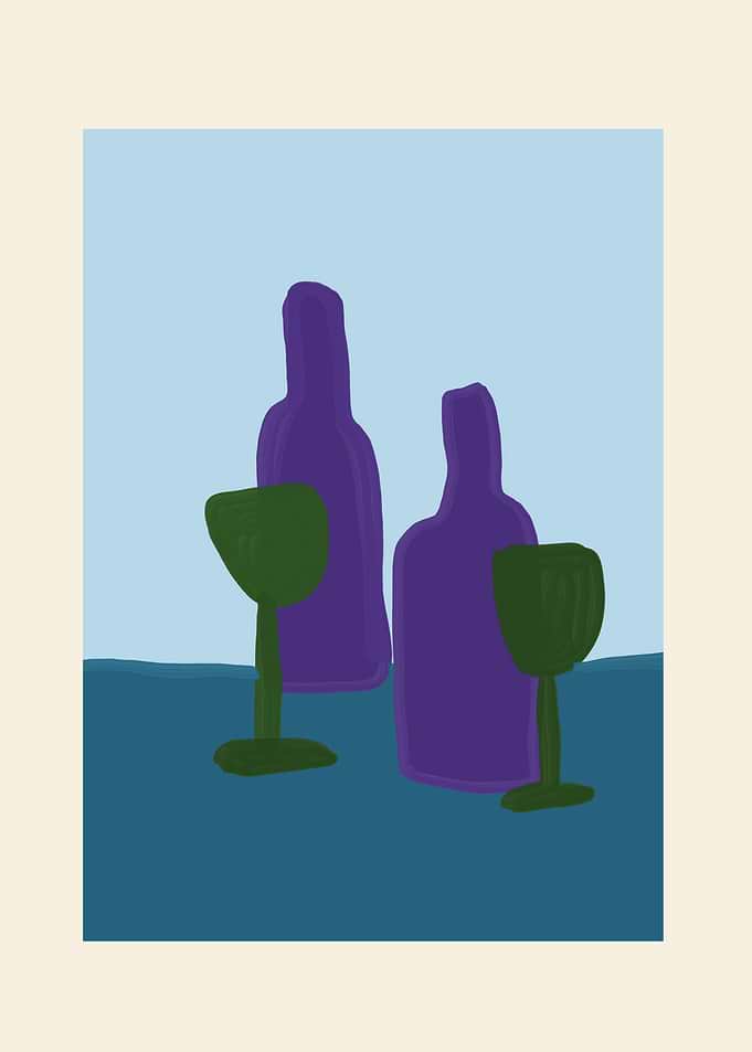Abstract Still Life with Bottles and Glasses