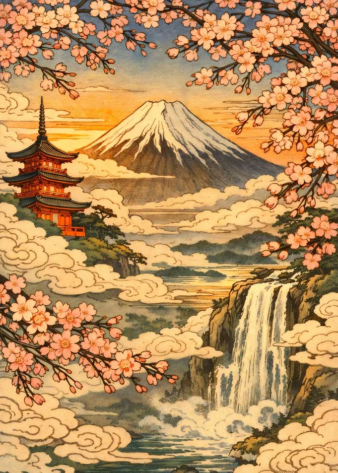 Mount Fuji Pagoda Japanese Art