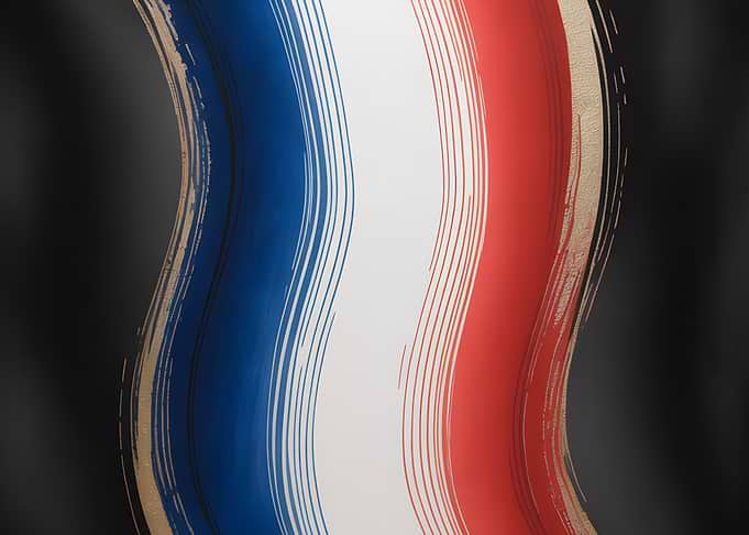 Abstract French Flag Brush Strokes