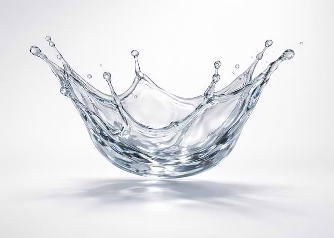 Water splash on white background