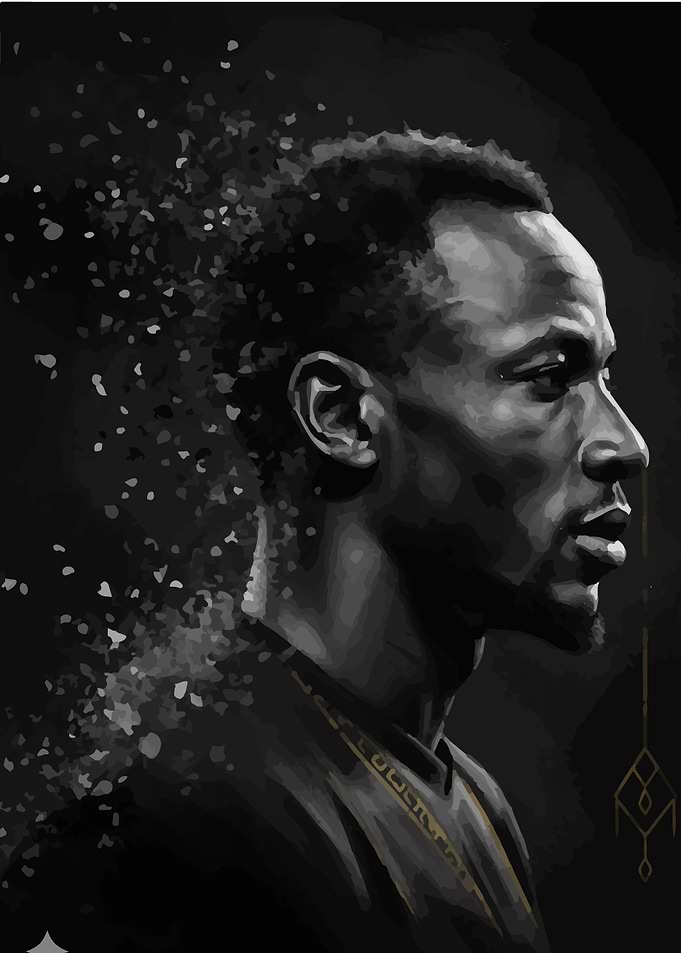 Monochrome Portrait with Pixel Dispersion Effect