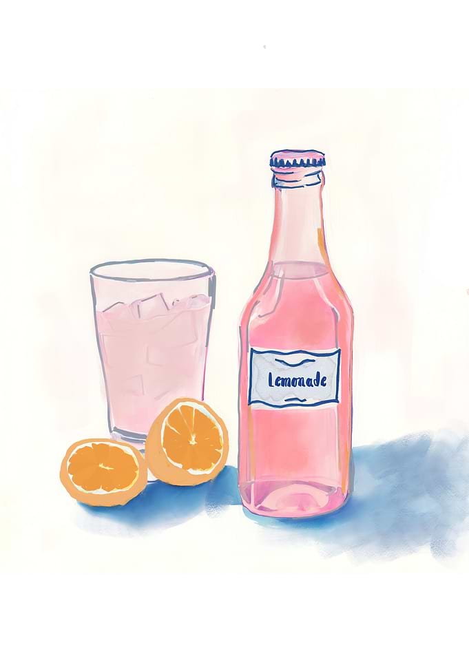Pink Lemonade Still Life Illustration