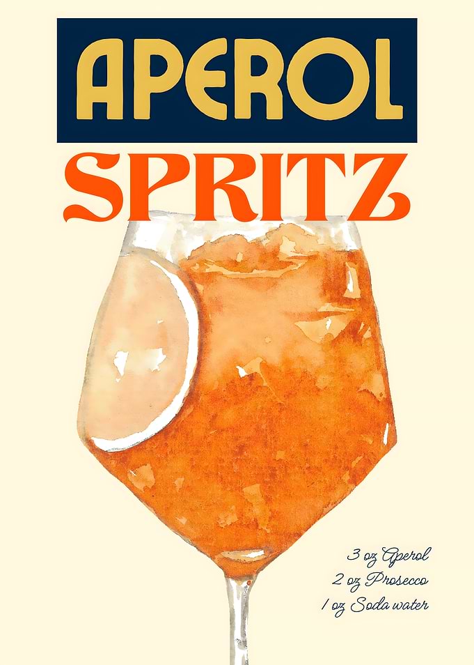 Aperol Spritz Watercolor Illustration