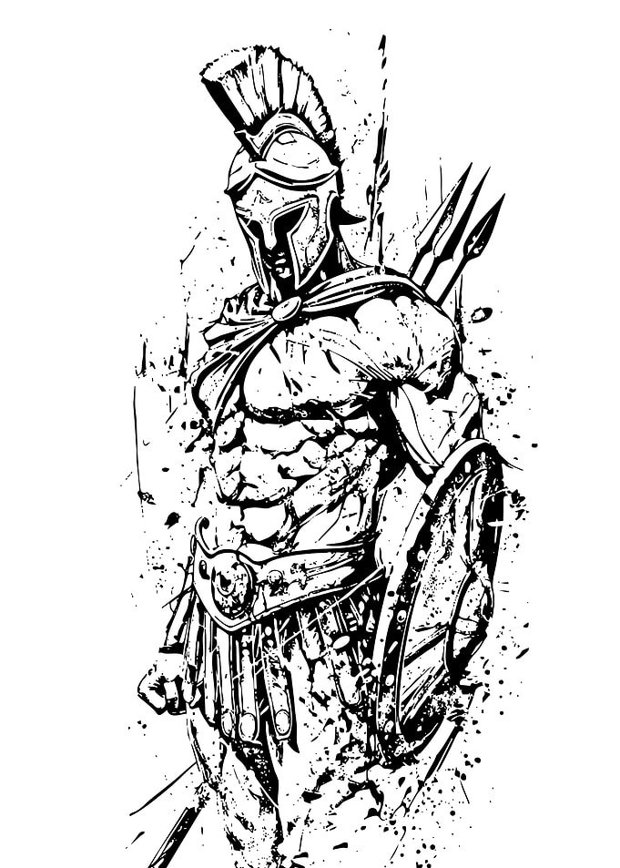 Spartan Warrior Ink Illustration