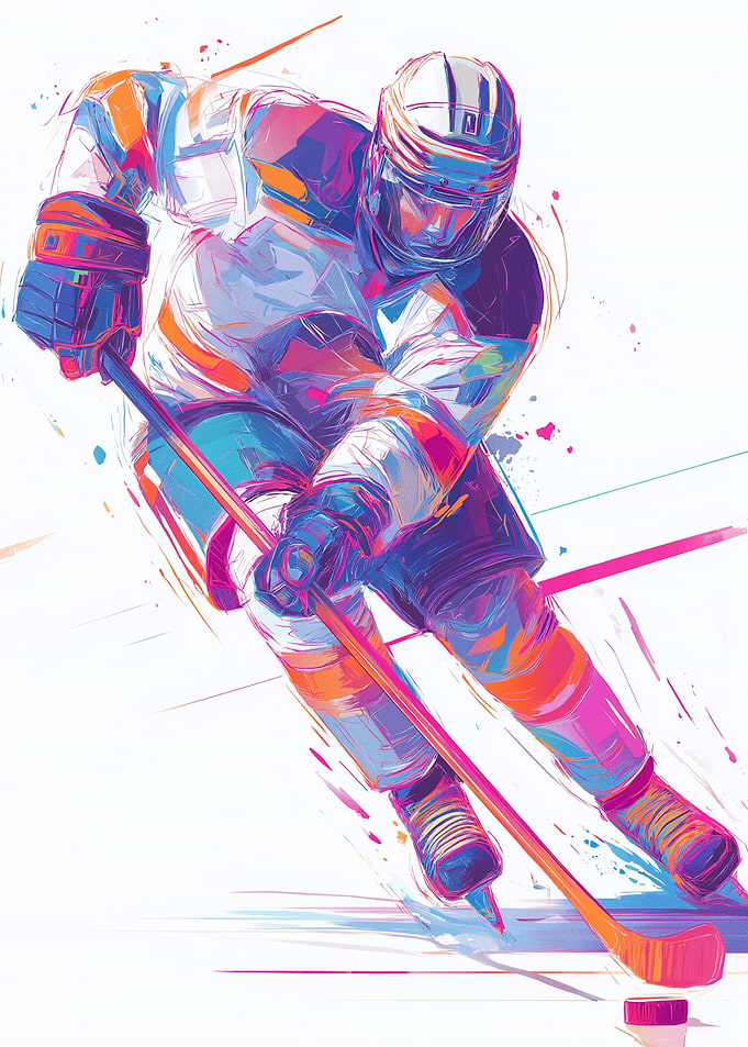 Colorful Hockey Player Illustration