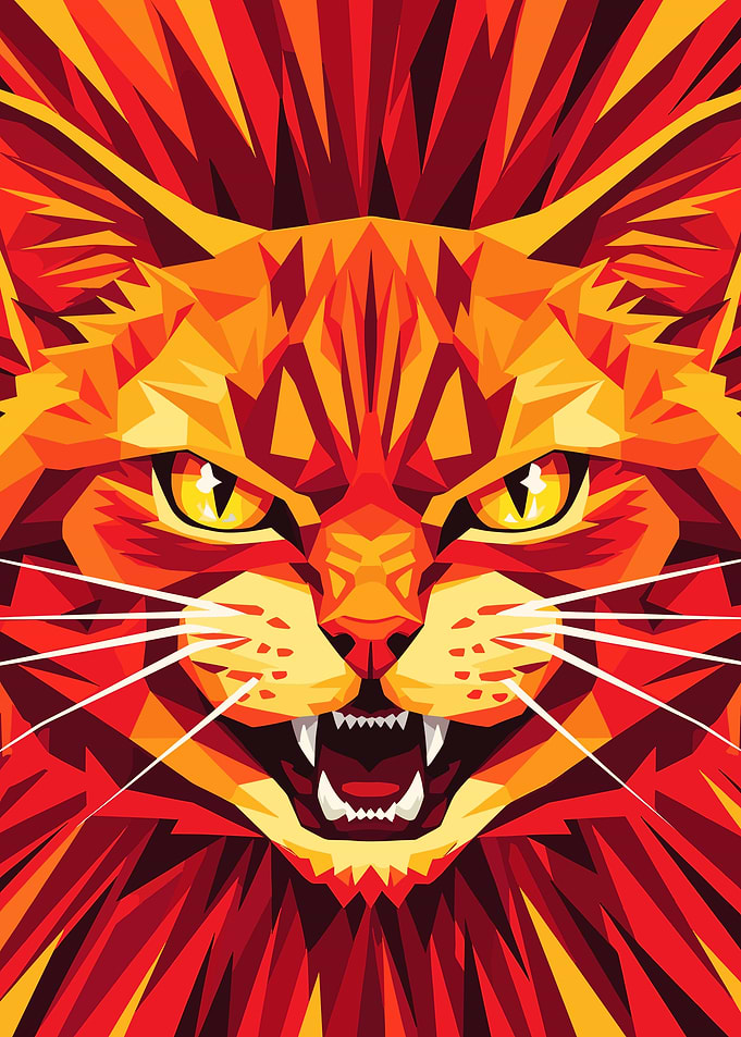 Abstract Geometric Cat Portrait