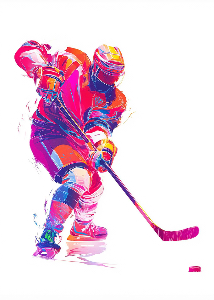 Colorful Hockey Player Illustration
