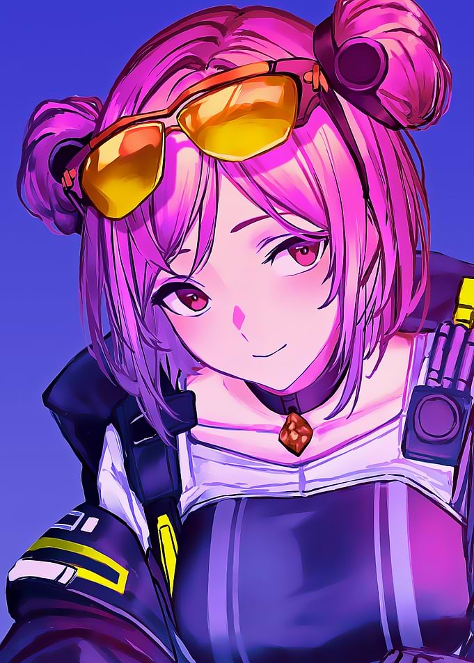 Anime Girl with Pink Hair and Sunglasses