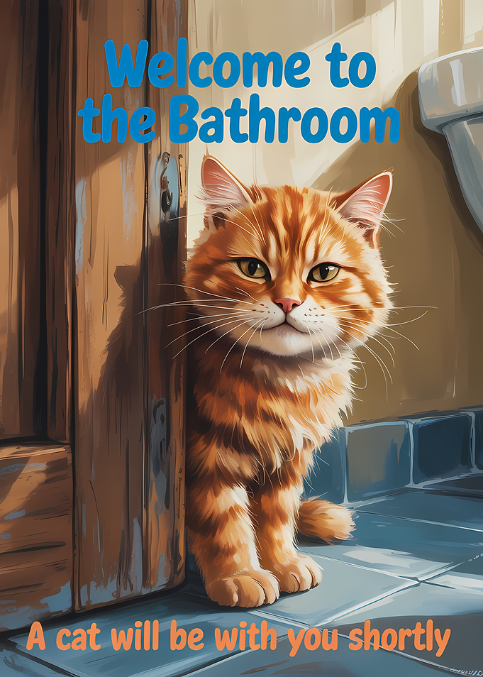 Welcome to the Bathroom Cat Art