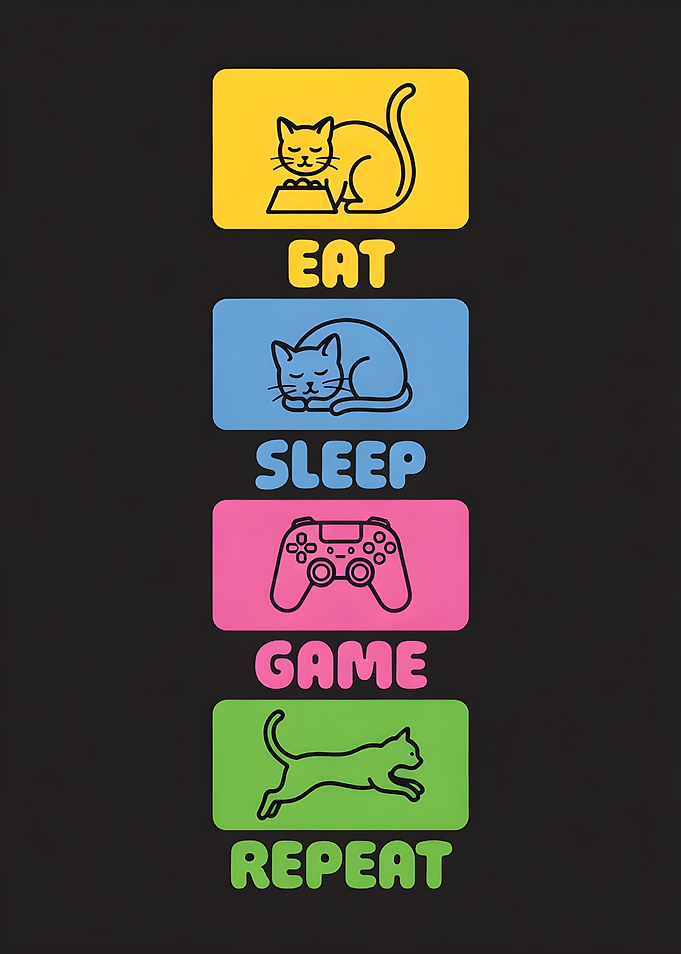 Eat Sleep Game Repeat Cat