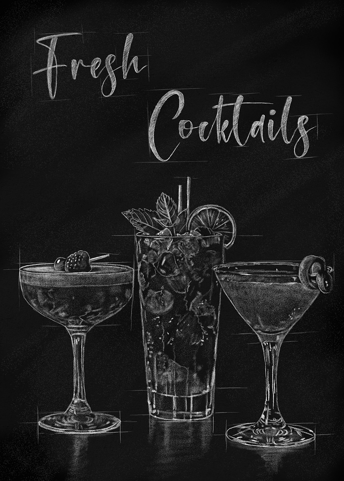 Fresh Cocktails Chalkboard Art