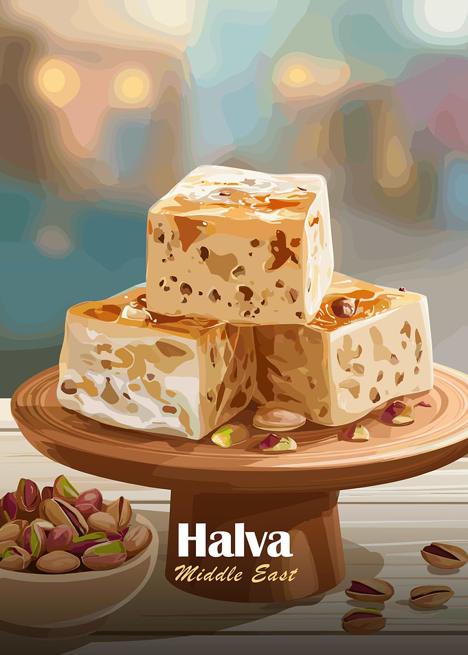 Halva Middle East Dessert Illustration