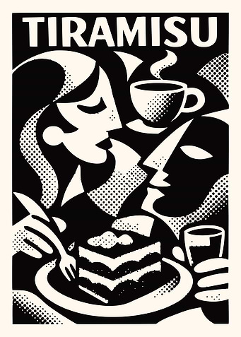 Tiramisu Dessert Art Deco Poster