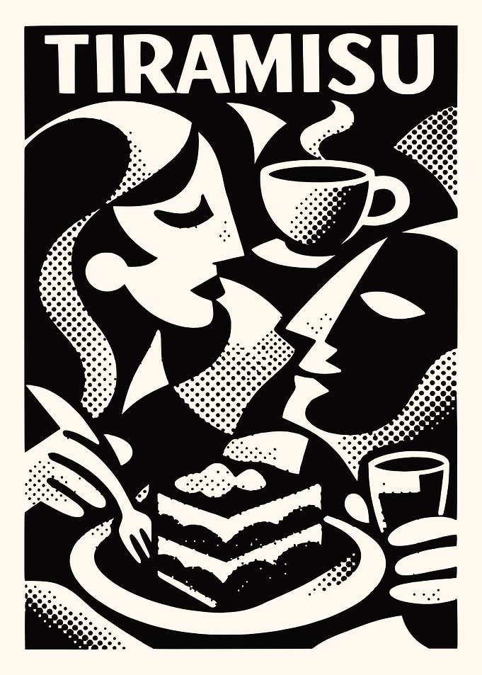 Tiramisu Dessert Art Deco Poster
