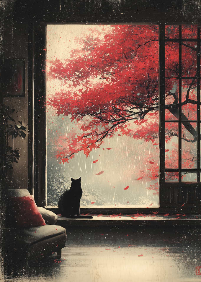 Black Cat Cherry Blossom Tree