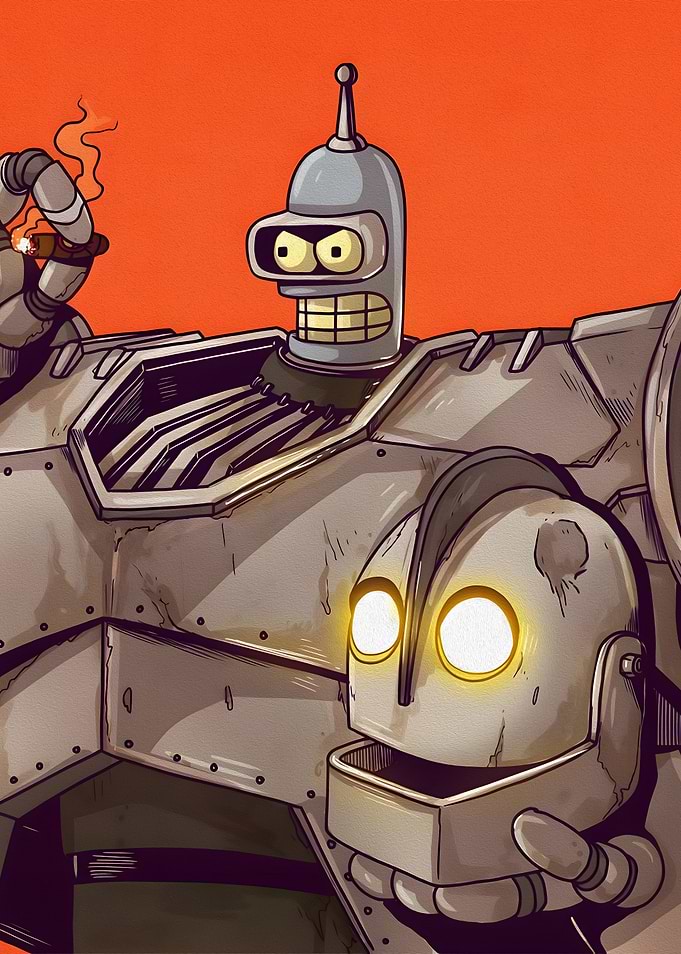 Bender and Iron Giant Mashup Art