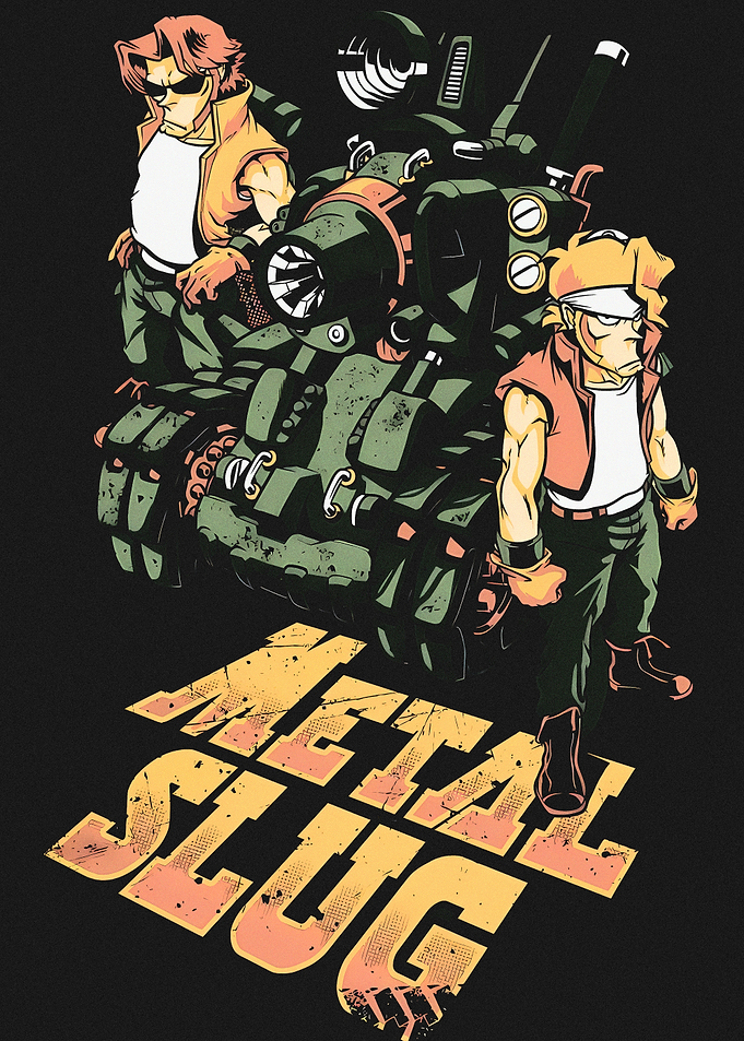 Metal Slug characters and tank illustration