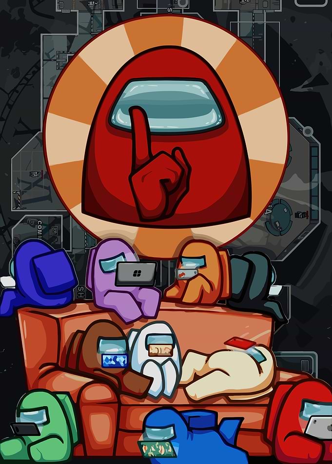Among Us Crewmates Relaxing on Couch