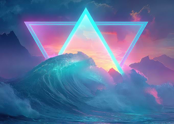Neon Wave Triangle Landscape