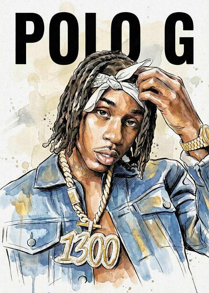 Polo G Watercolor Portrait