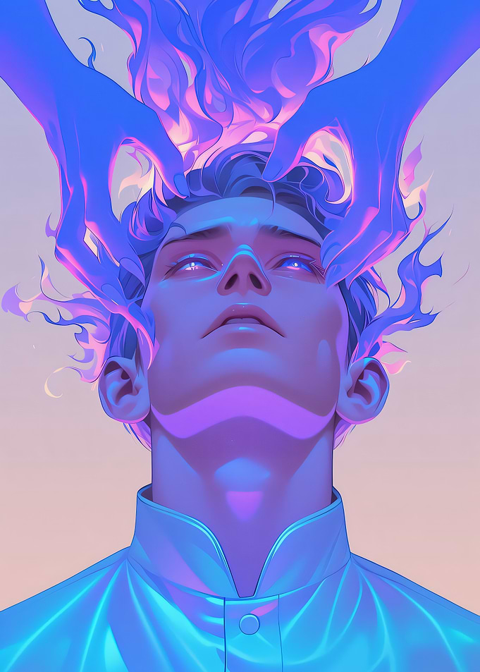 Mystic Man with Glowing Eyes