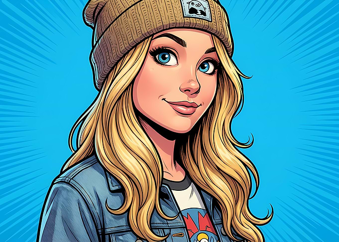 Cartoon Portrait of a Young Woman