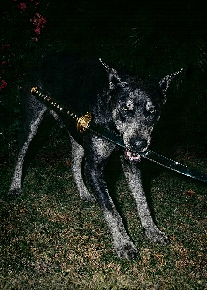 Dog with Katana