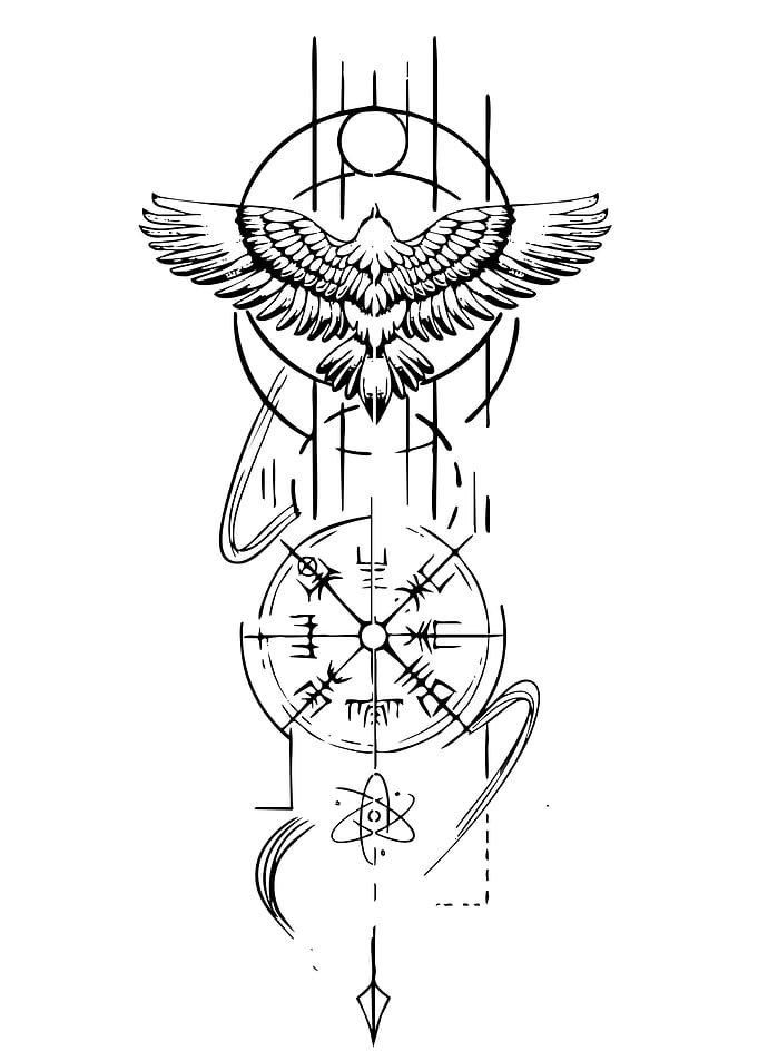 Black and White Geometric Eagle Design