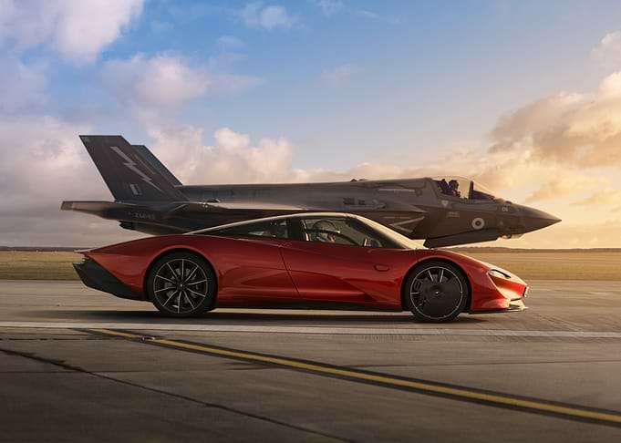 Red McLaren with F-35