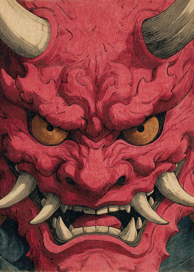 Red Oni Demon Mask
