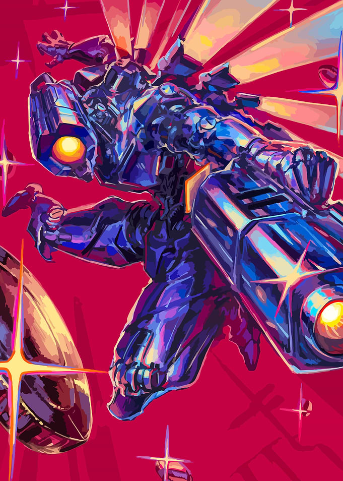 Futuristic Robot Warrior in Action
